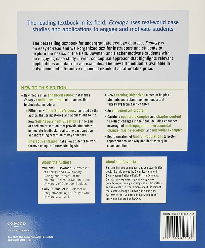 Ecology: Bowman, William D., Hacker, Sally D.: 9781605359212